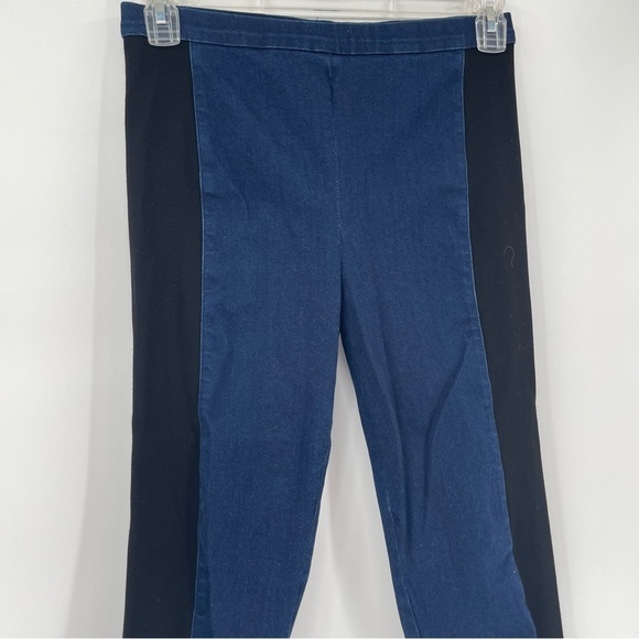 St. John Pants Womens Size 6 Stretch Denim /mixed Material Pull On Blue Black - Picture 4 of 9